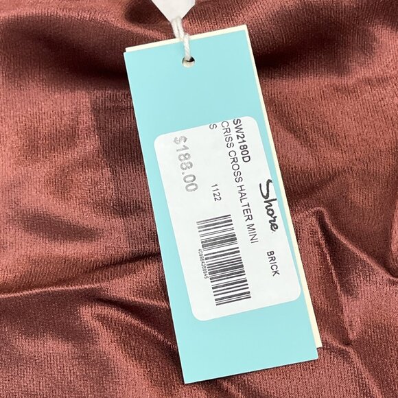 Shore Brand Y2K Dress Womens S Rust Satin Mini Halter Slip Low Back Event Hoco - Picture 8 of 13